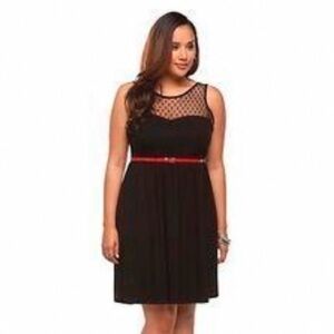 Torrid size 20 jersey and dotted mesh sleeveless little black dress, lined, EUC